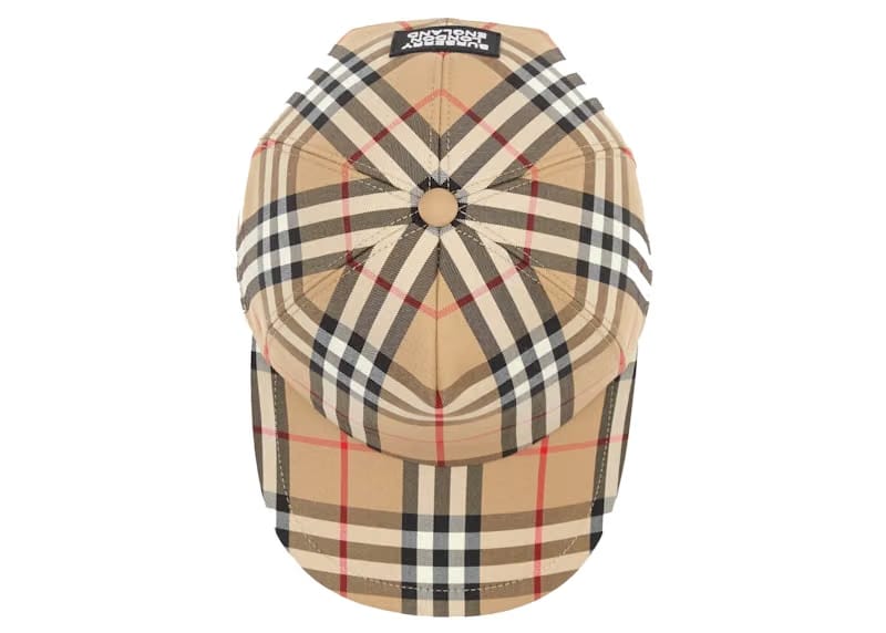 Burberry Baseball Cap Logo Applique Vintage Check Archive Beige