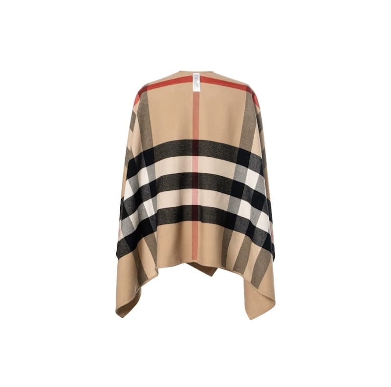 Burberry Reversible Check Merino Wool Poncho Camel/Archive Beige