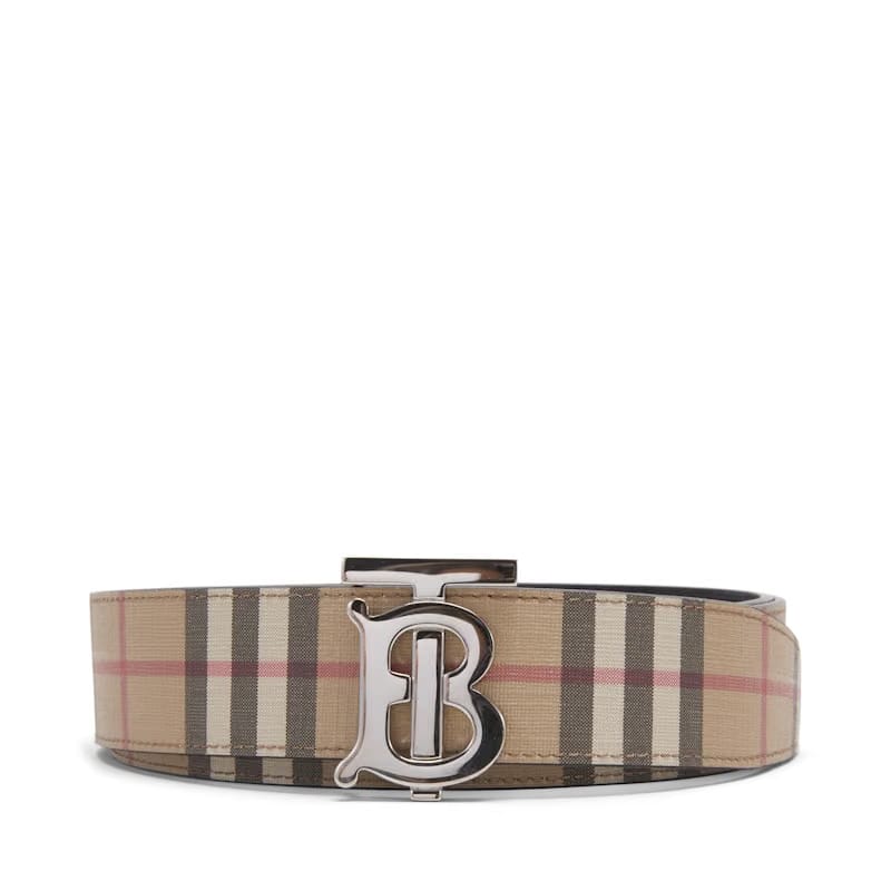 Burberry Reversible Monogram Motif Vintage Check Belt 1.4 Width Archive Beige