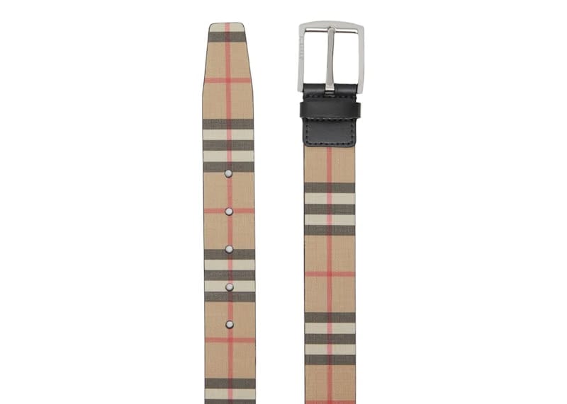 Burberry Vintage Check And Leather Belt Archive Beige/Black