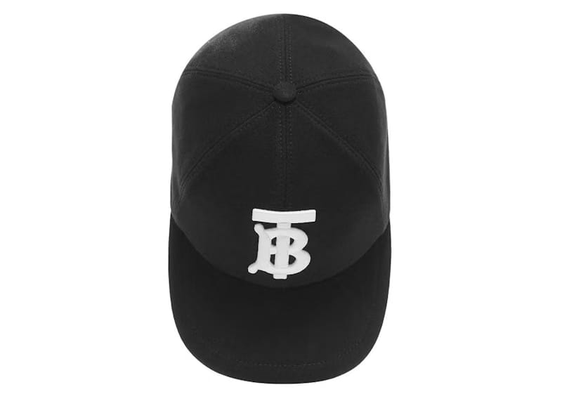 Burberry Monogram Motif Cotton Jersey Baseball Cap Black White