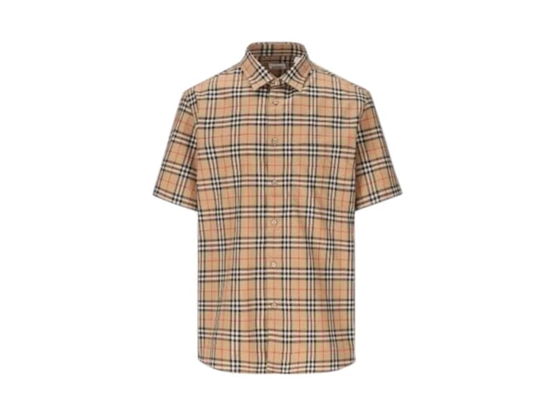 Burberry Nova-Check Pattern Cotton Shirt Archive Beige