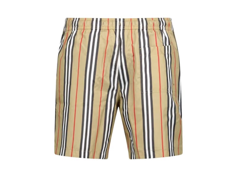 Burberry Striped Check Print Swim Shorts Beige/Brown
