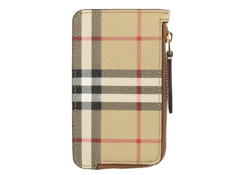 Burberry Sommerset Check Zip Card Holder Archive Beige