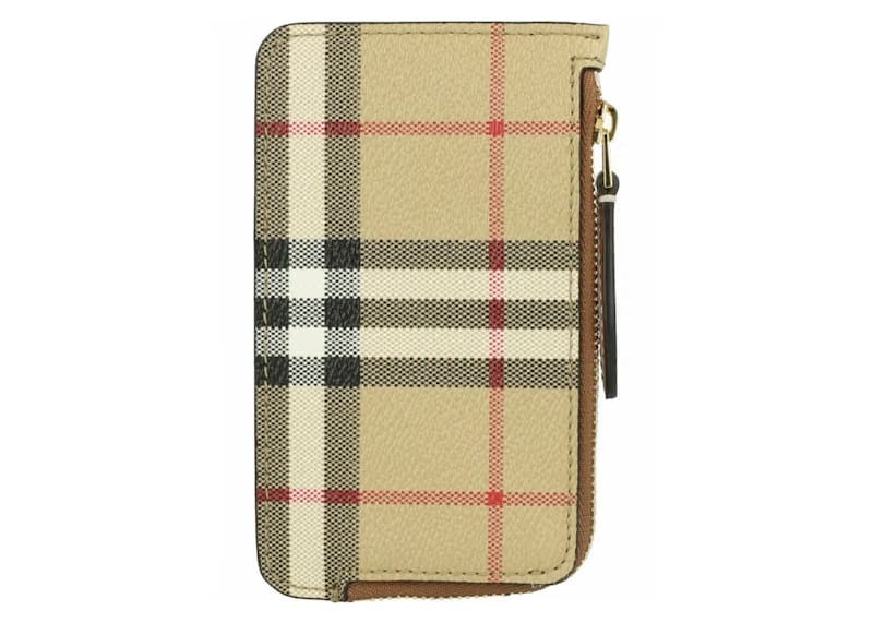 Burberry Sommerset Check Zip Card Holder Archive Beige