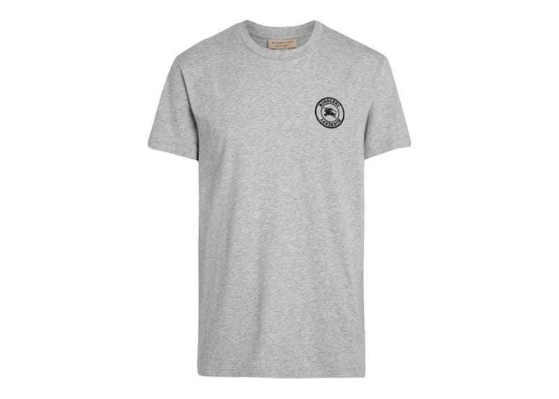 Burberry Embroidered Logo Cotton T-Shirt Grey/Black