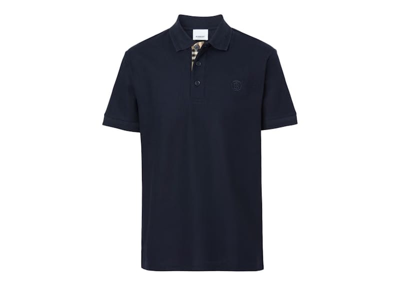 Burberry Monogram Motif Cotton Pique Polo Caol Blue/Archive Beige