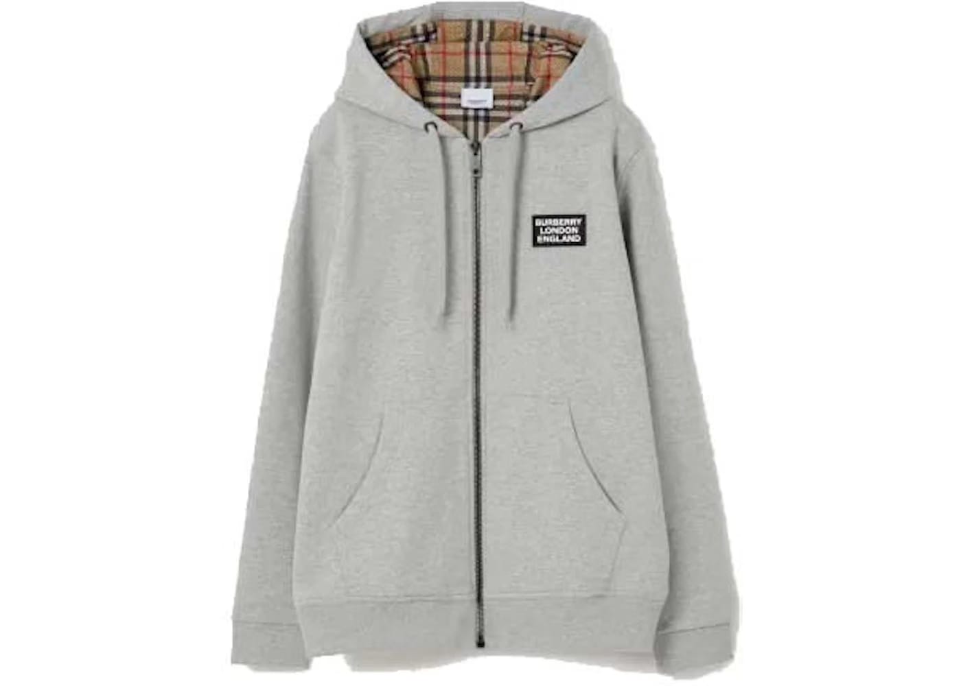 Burberry Cotton Blend Zip Hoodie Grey