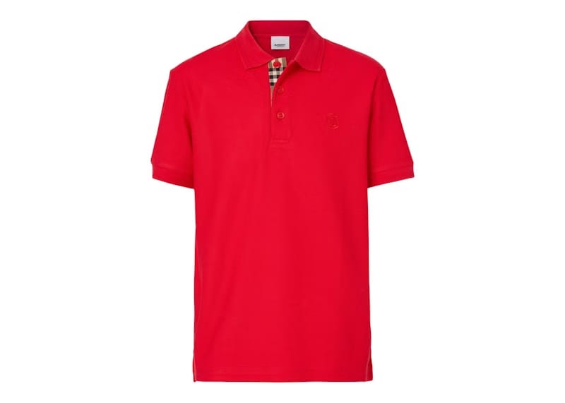 Burberry Monogram Motif Cotton Pique Polo Bright Red/Archive Beige