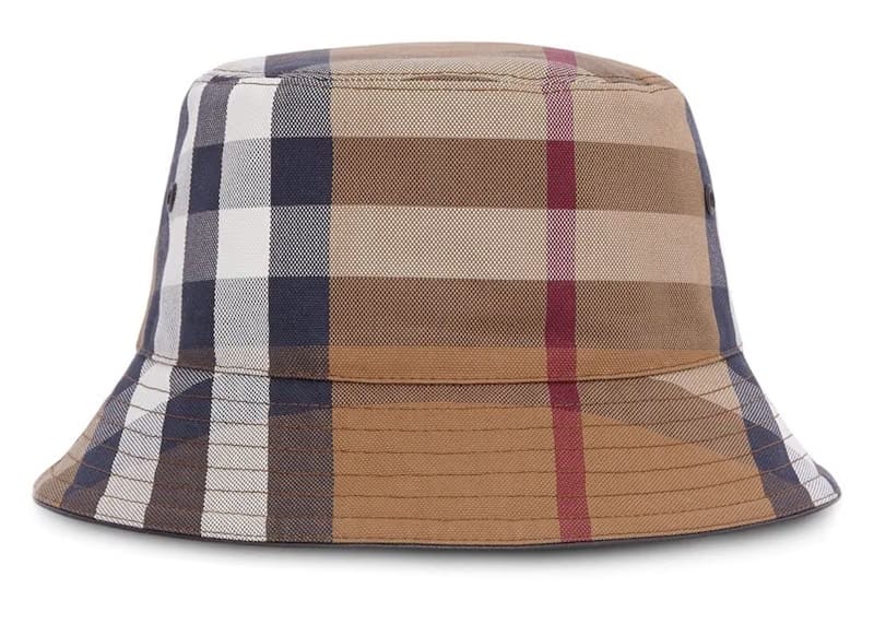 Burberry Check Cotton Canvas Bucket Hat Birch Brown