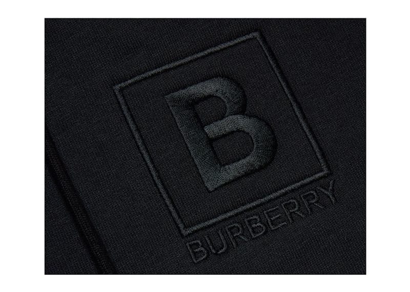 Burberry Letter Graphic Cotton Blend Zip Hoodie Black