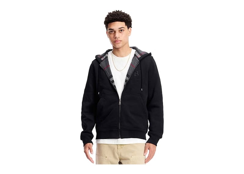 Burberry Letter Graphic Cotton Blend Zip Hoodie Black