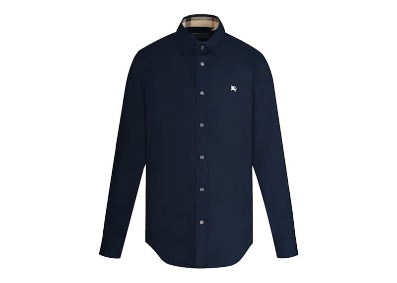 Burberry Stretch Cotton Poplin Shirt Navy