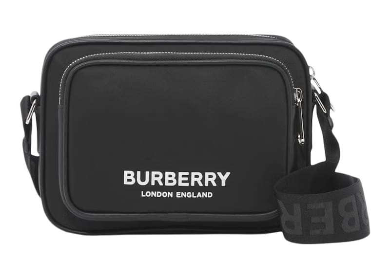 Burberry Logo Print Nylon Crossbody Bag Black