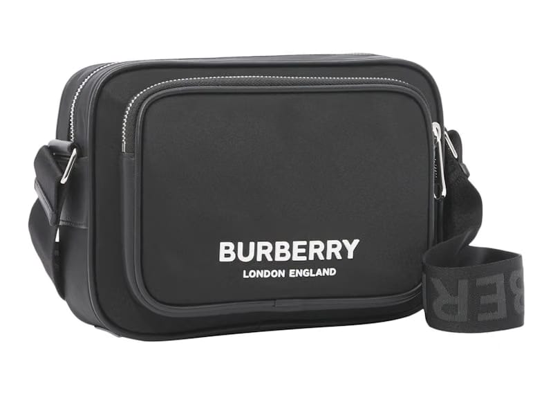 Burberry Logo Print Nylon Crossbody Bag Black