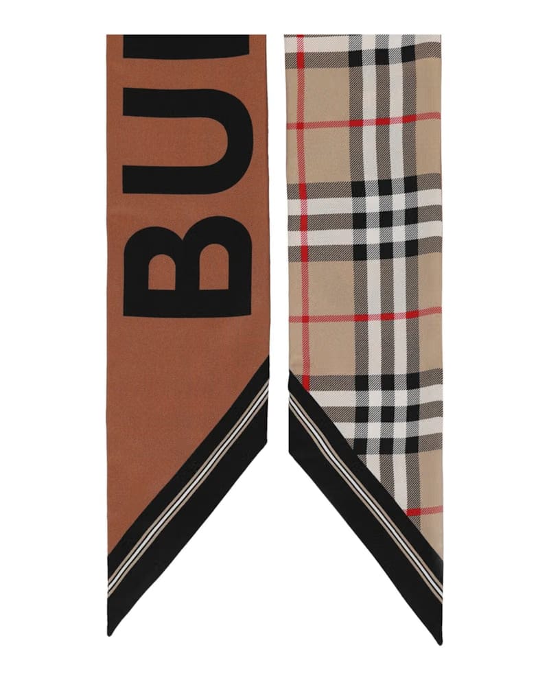 Burberry House Check Patterned Silk Scarf Beige