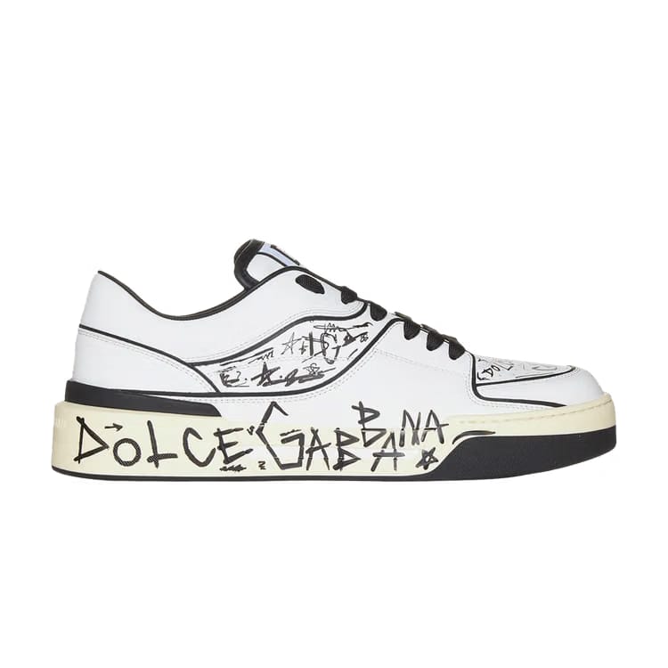 Dolce & Gabbana New Roma Low Allover Graffiti - White