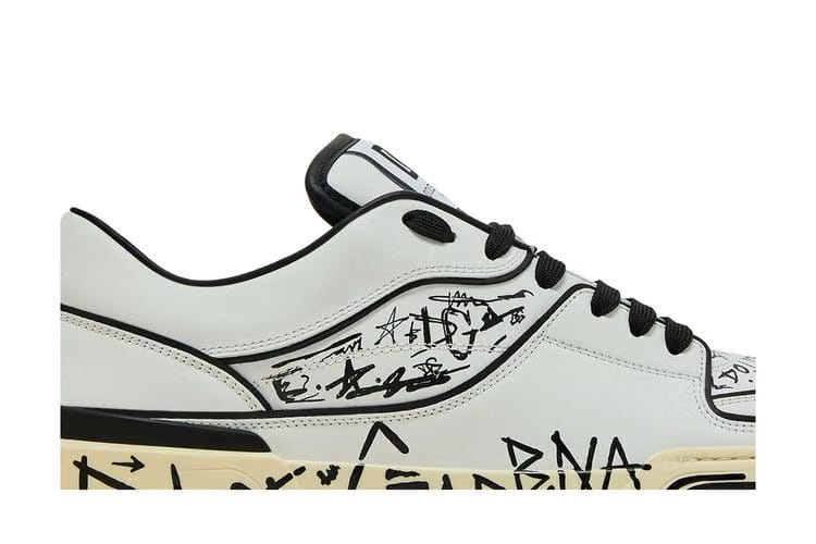 Dolce & Gabbana New Roma Low Allover Graffiti - White