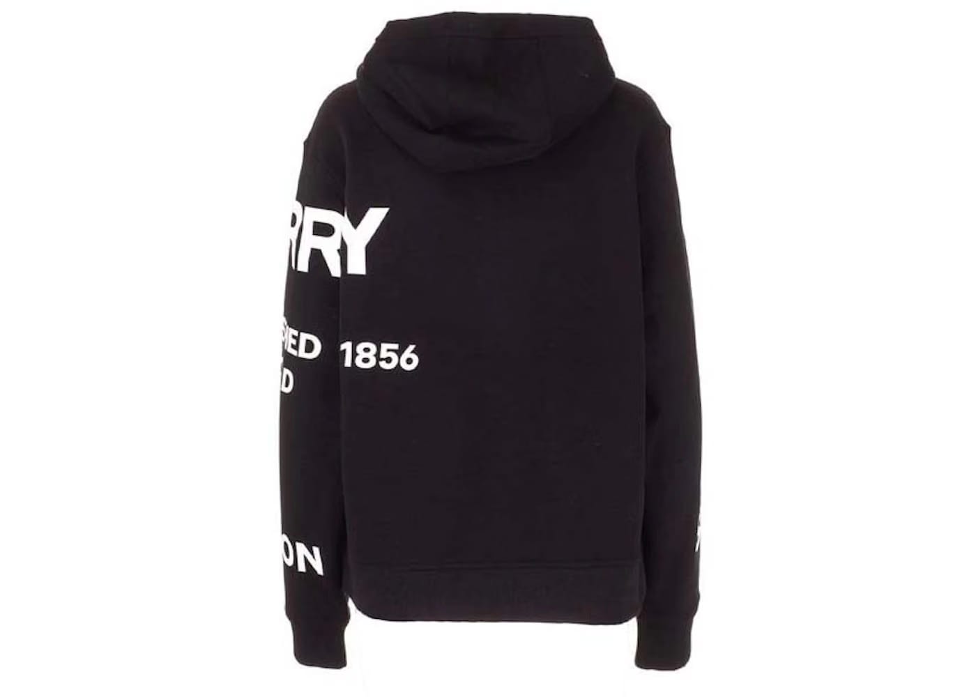 Burberry Horseferry Print Oversized Cotton Drawstring Hoodie Black