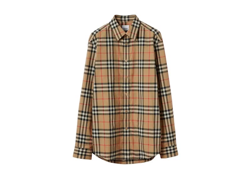 Burberry Vintage Check Cotton Poplin Shirt Beige