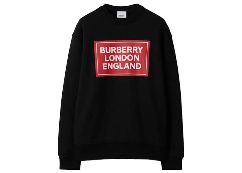 Burberry Santo Logo Print Crew Sweater Black