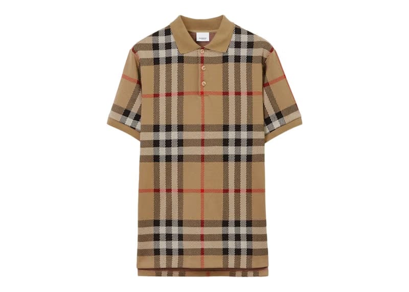 Burberry Check Cotton Jacquard Polo Shirt Archive Beige