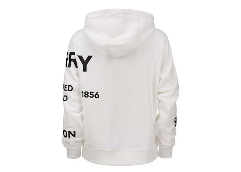 Burberry Horseferry Print Cotton Oversized Hoodie White