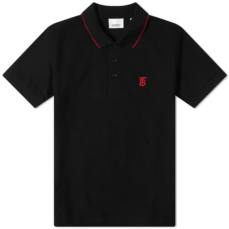 Burberry Logo Embroidered Polo Black
