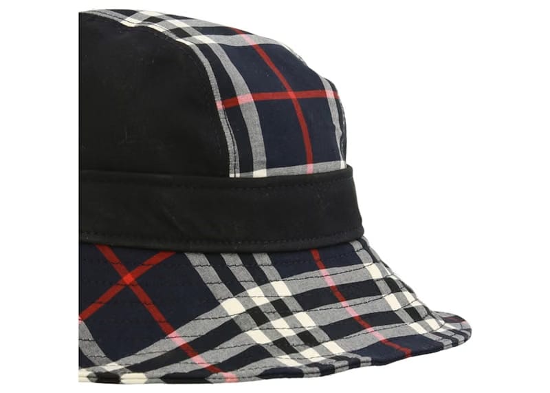 Burberry Check Print Bucket Hat Navy