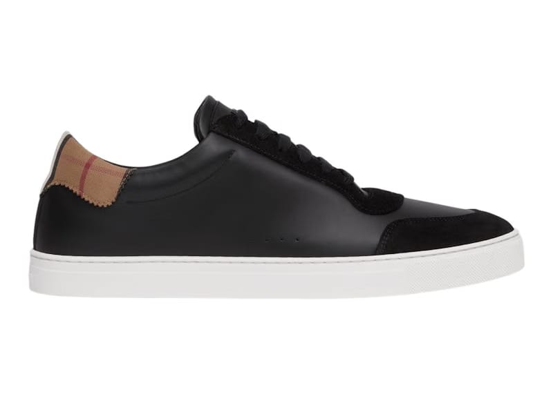 Burberry Leather Suede and Vintage Check Cotton Sneakers Black
