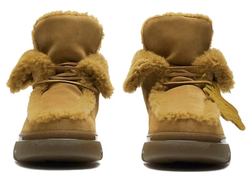 Burberry Shearling Embellished Suede Creeper Boot Yellow