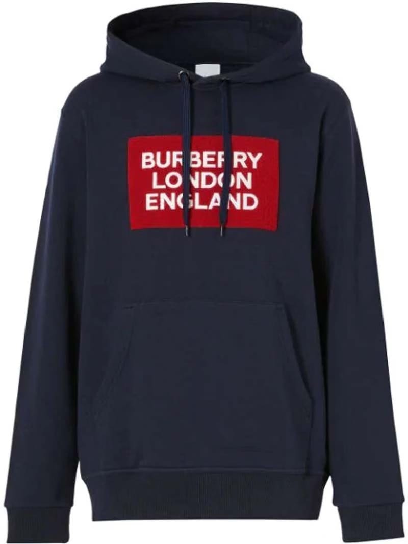 Burberry Logo Patch Hoodie Navy Red