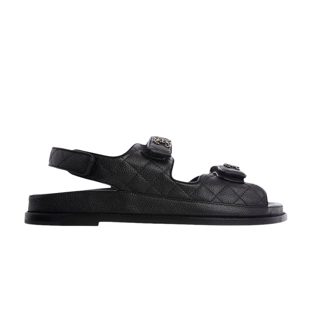 Chanel Quilted Dad Sandal Black Leather