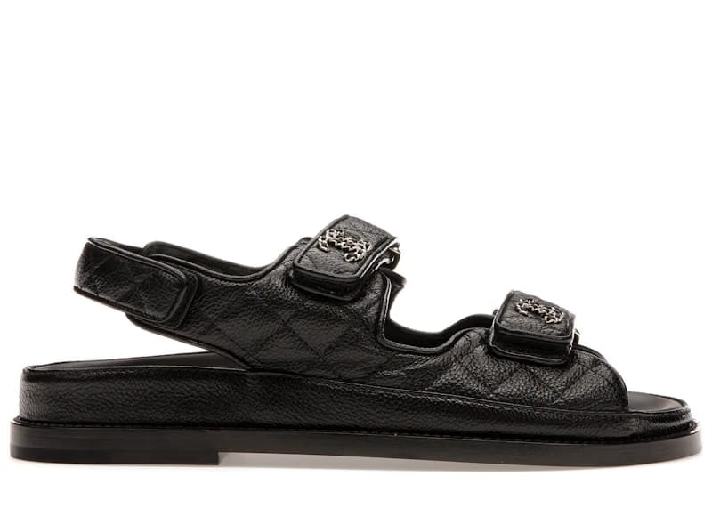 Chanel Quilted Dad Sandal Black Leather