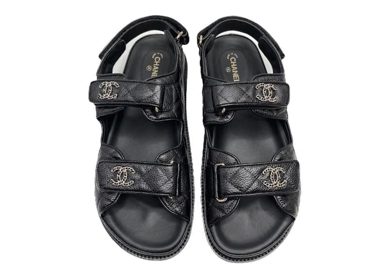 Chanel Quilted Dad Sandal Black Leather