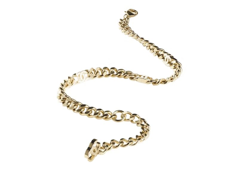 Chanel Metal Choker Necklace Gold/White
