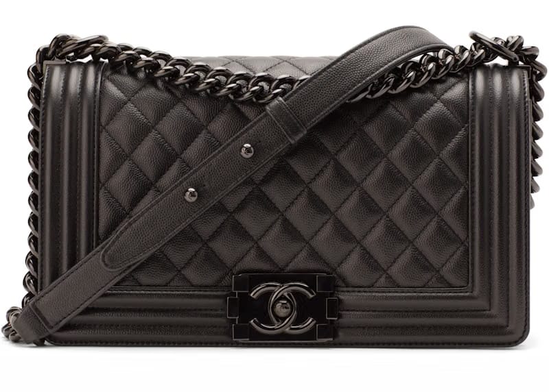 Chanel Boy Flap Quilted Caviar Medium So Black