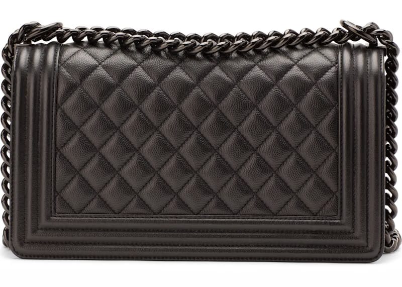 Chanel Boy Flap Quilted Caviar Medium So Black