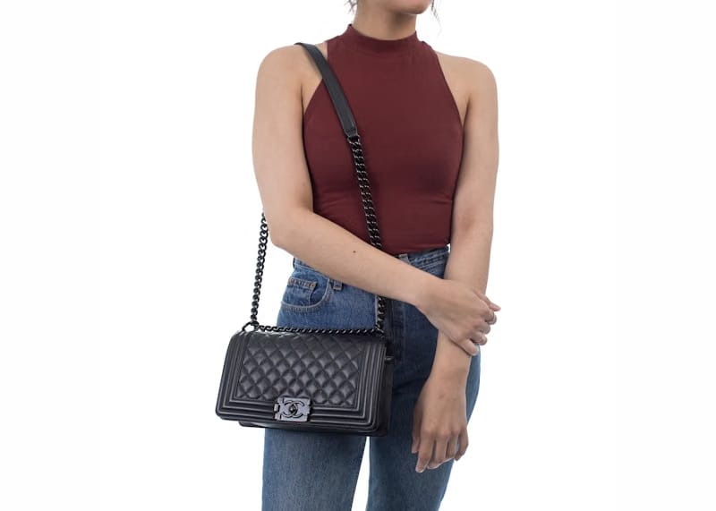 Chanel Boy Flap Quilted Caviar Medium So Black