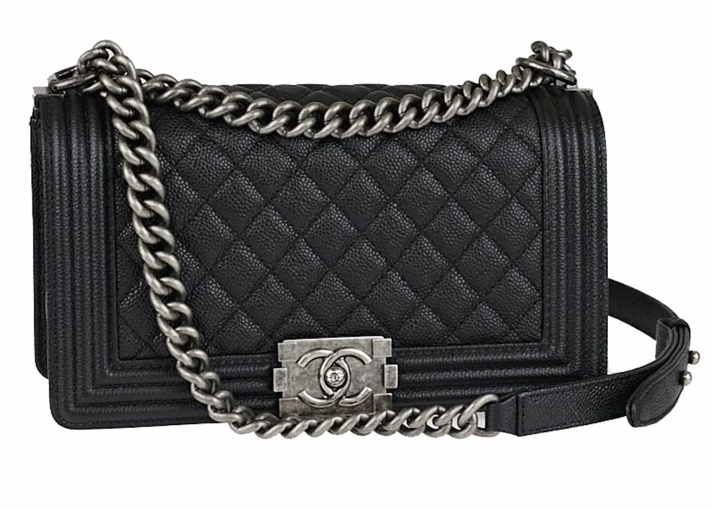 Chanel Boy Flap Quilted Medium Caviar Black