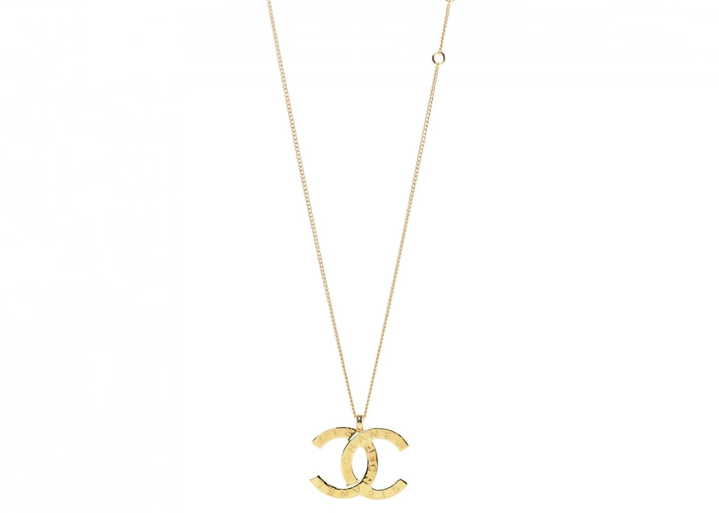 Chanel Metal CC Paris Button Necklace Gold