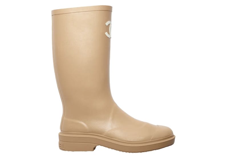 Chanel Rubber Rain Boots Beige