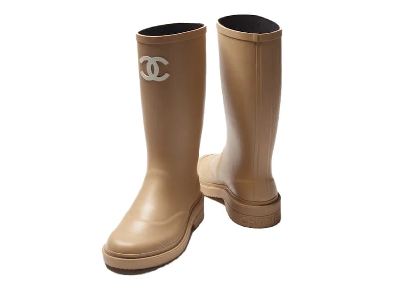 Chanel Rubber Rain Boots Beige