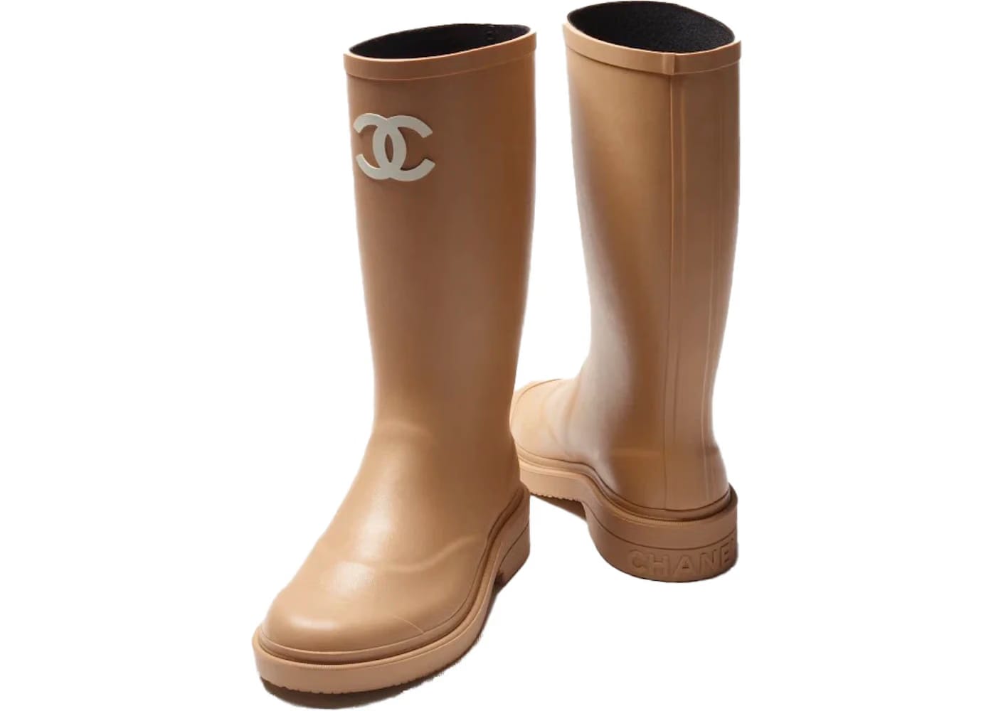 Chanel Rubber Rain Boots Beige