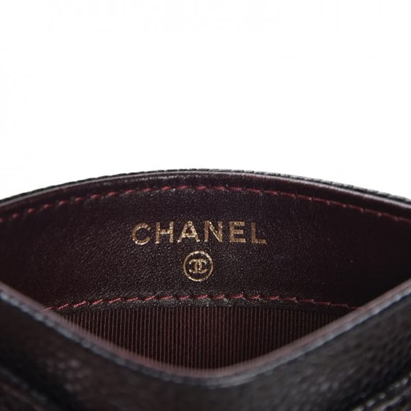 Chanel Classic Card Holder Quilted Caviar Gold-tone Black