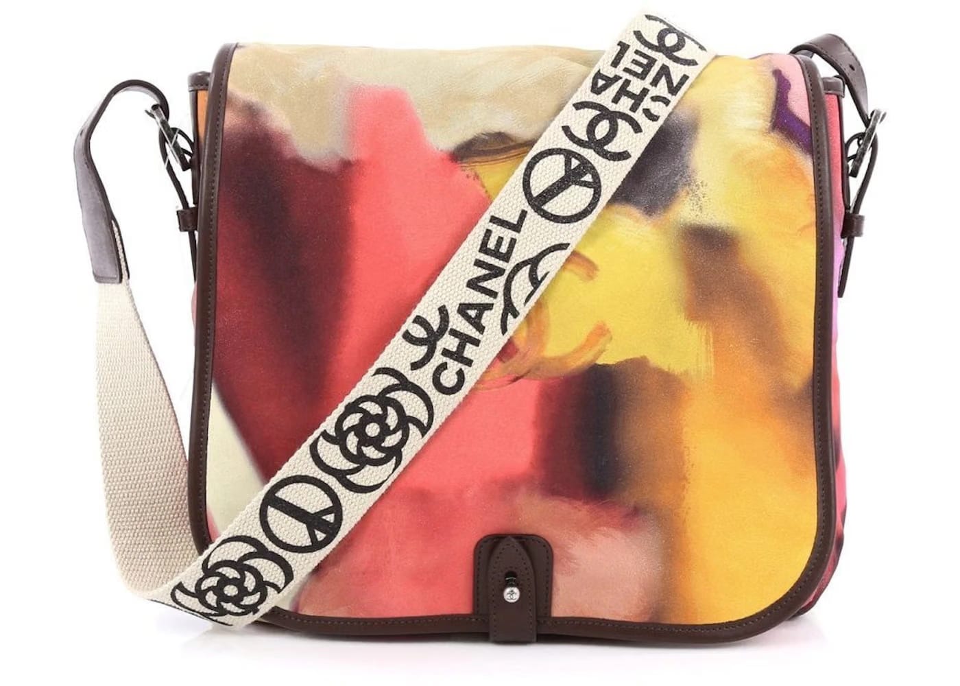 Chanel Flower Power Messenger Graffiti Printed Pink Yellow Beige