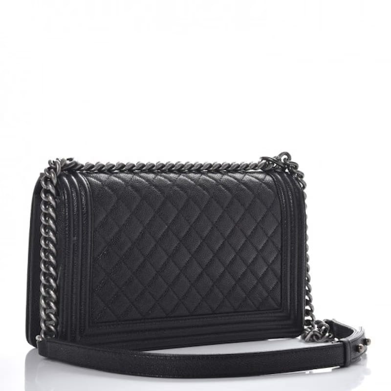 Chanel Boy Flap Quilted Caviar Diamond New Medium Black
