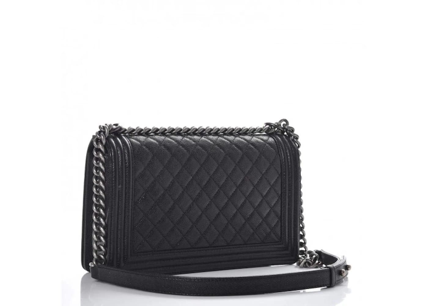 Chanel Boy Flap Quilted Caviar Diamond New Medium Black