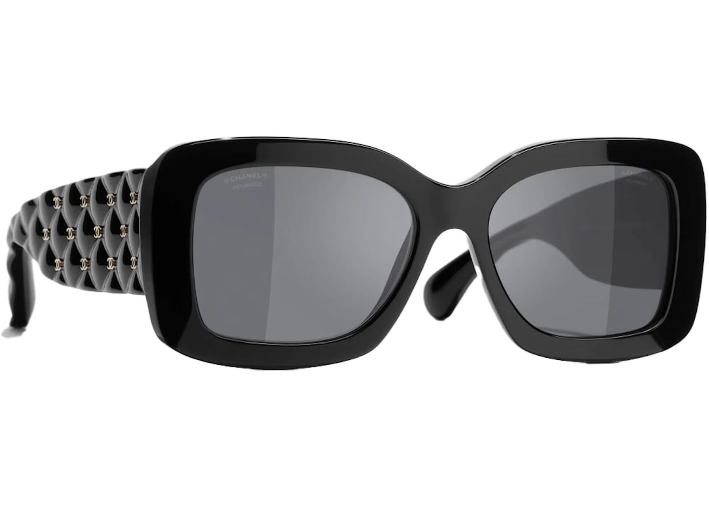 Chanel Rectangle Polarized Sunglasses Black/Gray (5483 C622/T8)