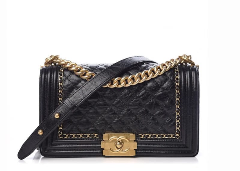 Chanel Jacket Boy Quilted Aged Calfskin Gold-tone Medium Black